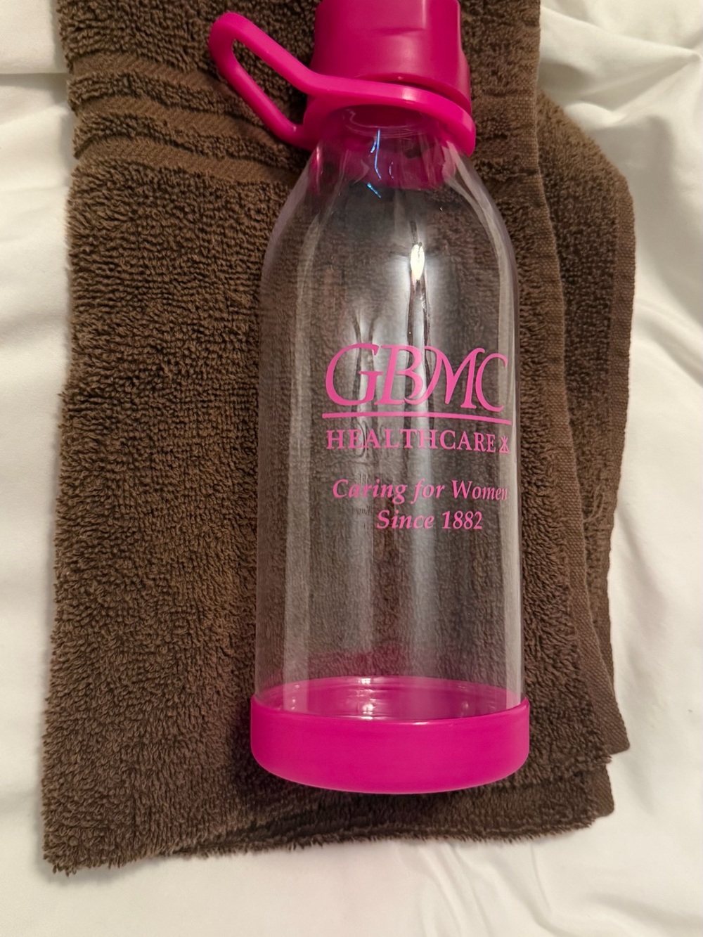Pink Water Bottle - Clear with colored accents / handle